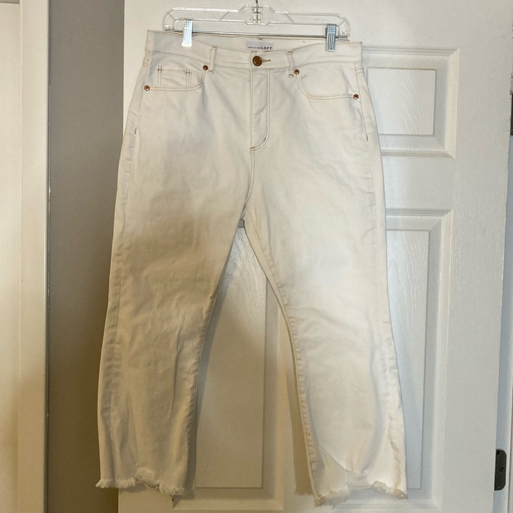 LOFT Flare Crop Jeans White